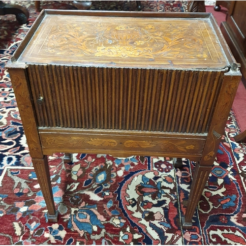 65 - A 19th Century Continental Side Table with tambour door front on square tapered fluted supports with... 