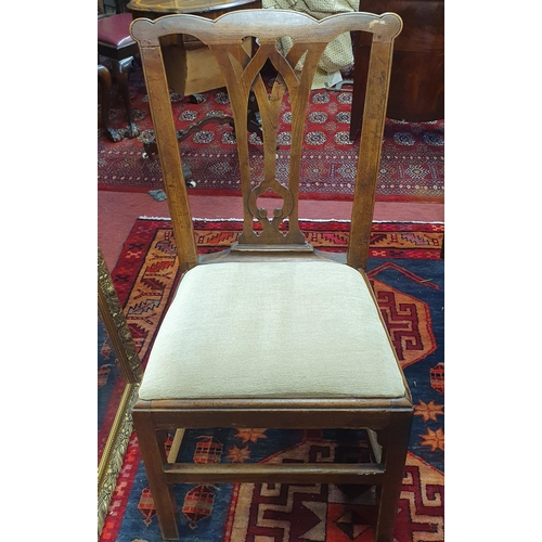 66 - A 19th Century Fruitwood Chippendale style Chair with stretcher base.  SH 35 x W 55 x D 47 cm approx... 