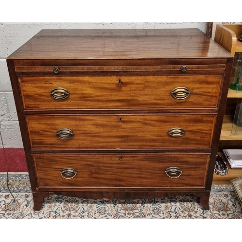 73 - A lovely Regency and Mahogany inlaid Chest of small proportions with a brushing slide top and bracke... 