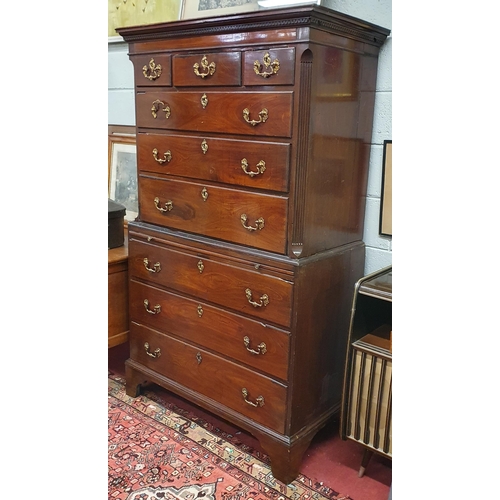 82 - A Superb 19th Century Mahogany Chest on Chest with original ormolu and brass handles, canted reeded ... 