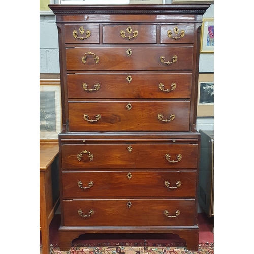 82 - A Superb 19th Century Mahogany Chest on Chest with original ormolu and brass handles, canted reeded ... 