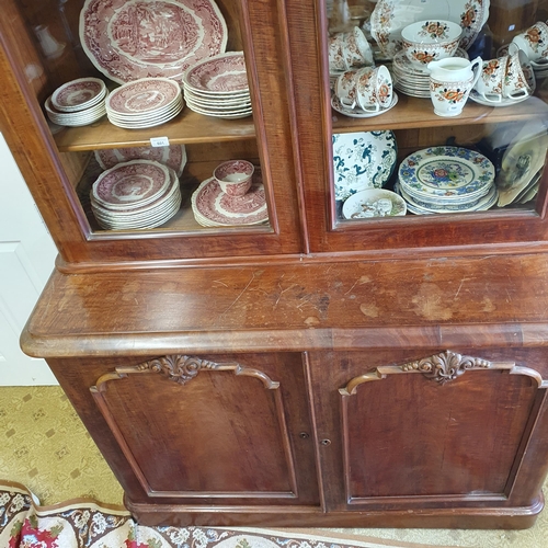 90 - A Fantastic 19th Century Mahogany two door Bookcase with carved twin panel base and glazed upper and... 