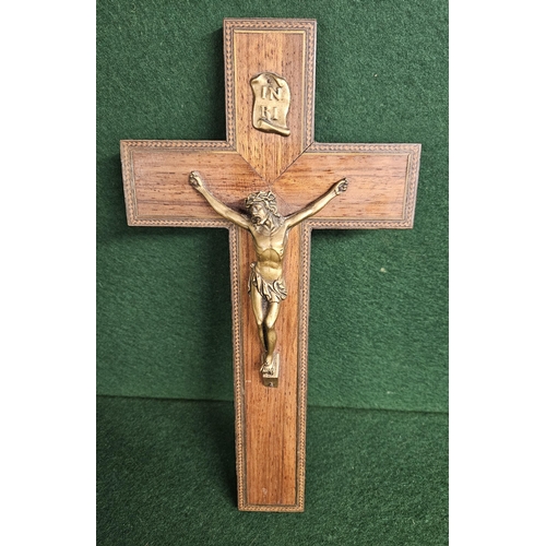 115 - A really good quality Rosewood and crossbanded Crucifix with Ormolu mounts.