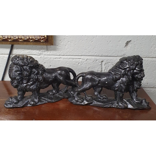 116 - A good pair of Cast Iron Doorstops depicting lions. L 22 x H 14 cm approx.