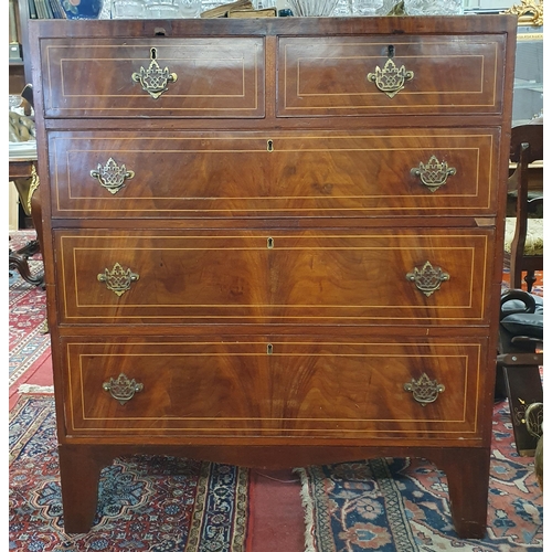 124 - A Fantastic Regency Mahogany and Inlaid Chest of Drawers of narrow proportions with two short over t... 