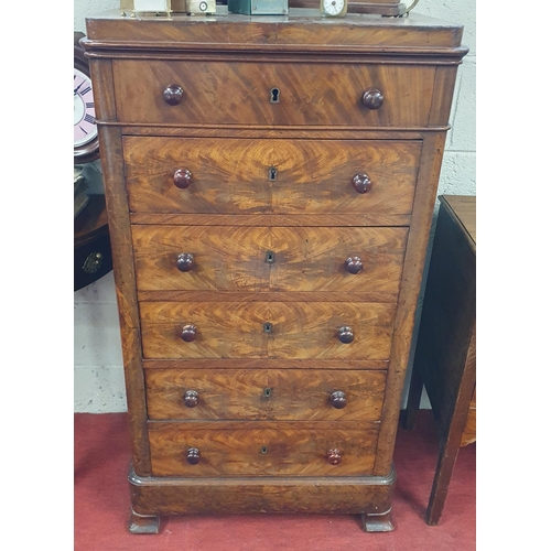 142 - A 19th Century Mahogany Wellington style Chest/Tallboy with six drawer front.
H 121 x W 66 x D 47 cm... 