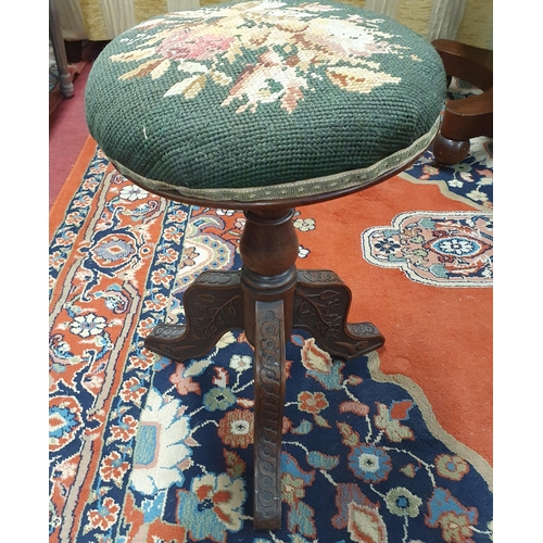 156 - A 19th Century circular Piano Stool.
 H 53 x D 34 cm approx.