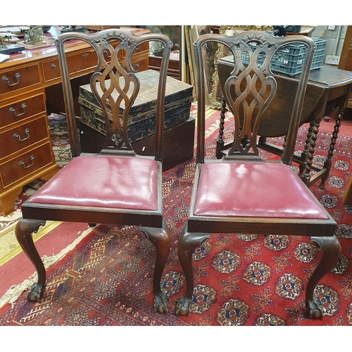 191 - A good pair of late 19th Century Chippendale style Chairs. W 51 x SH 45 x BH 98 cm approx.