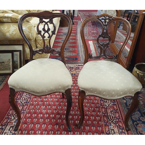 195 - A matched pair of 19th Century Rosewood Salon Chairs of superb quality with pierced back outline and... 