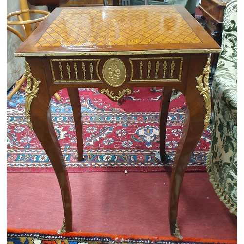 199 - A good pair of Continental style Rosewood and Veneered Side Tables with lattice work veneered top an... 