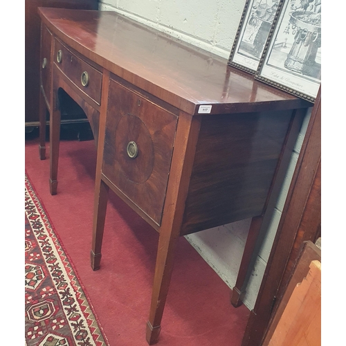 210 - A 19th Century Mahogany bow fronted Sideboard with single frieze drawer flanked by twin doors on squ... 