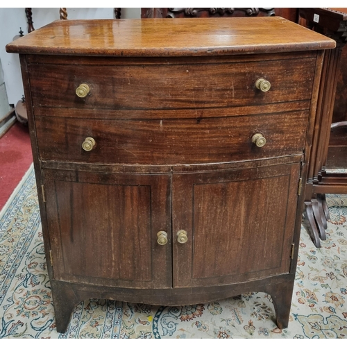 230 - A Georgian Mahogany miniature bow fronted Side Cabinet with twin doors under single drawer with bras... 