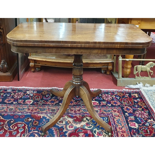 233 - A good early Regency Mahogany fold over Table on quatrefoil base and ceramic castors. W 92 x 91 x H ... 