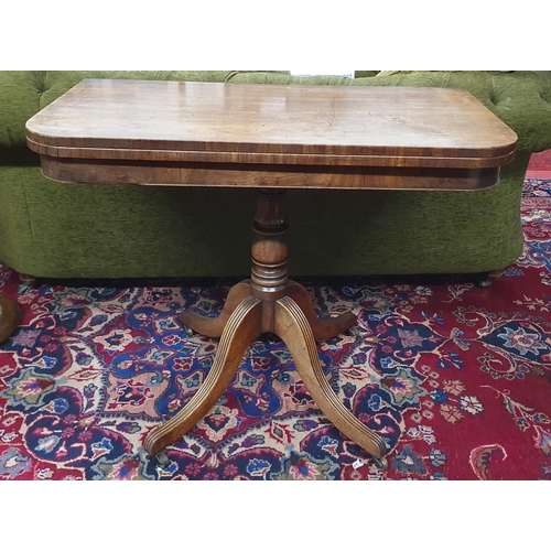 233 - A good early Regency Mahogany fold over Table on quatrefoil base and ceramic castors. W 92 x 91 x H ... 