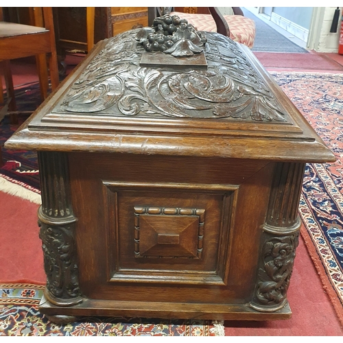 241 - A Superb early to mid 19th Century Irish Oak Cellerette with highly carved sarcophagus shaped outlin... 