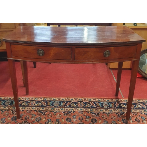 255 - A good 19th Century bow fronted two drawer Side Table on square tapered supports. 106 x 50 x H 78 cm... 