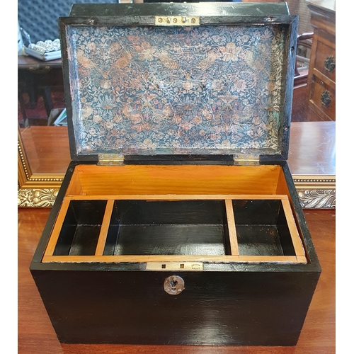 97 - A 19th Century ebonised Box with brass lifting handle. 33 x 20 x H 21 cm approx.