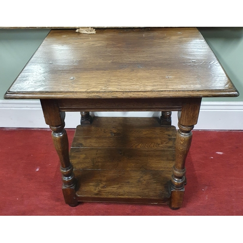 458 - A 19th Century Provincial rectangular Oak Table with platform base and turned supports. 50 x 50 x H ... 