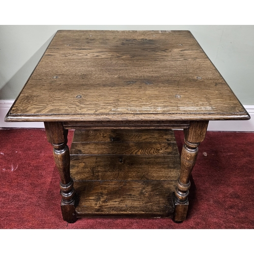 458 - A 19th Century Provincial rectangular Oak Table with platform base and turned supports. 50 x 50 x H ... 