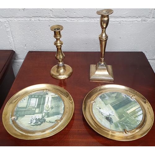 461 - A good quantity of Brassware to include Candlesticks, Plates and other brass items.