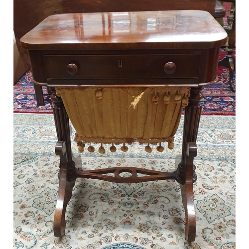 492 - A fantastic 19th Century Mahogany rectangular work Table on reeded side supports and stretcher base.... 