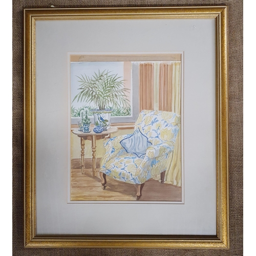 496 - A 20th Century Watercolour Still Life of an interior scene, no apparent signature. 38 x 28 cm approx... 