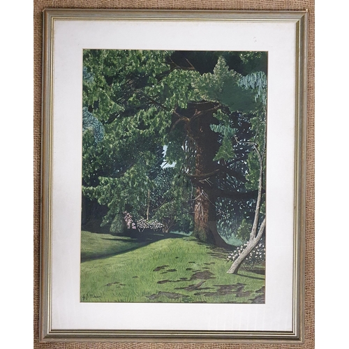 511 - A 20th Century Watercolour of a garden scene. Indistinctly signed LL.  G J Messer. 49 x 35 cm approx... 