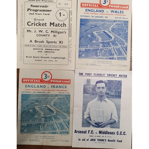 530 - A quantity of Football and Cricket Programmes to include England V Wales January 1952 and England V ... 