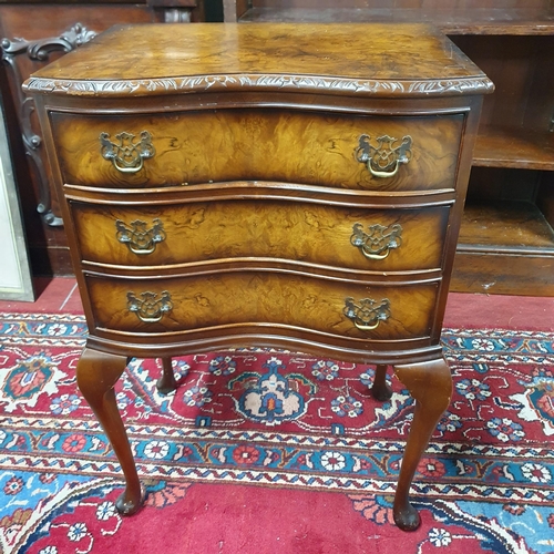 466 - A 20th Walnut concave three drawer side Chest along with a Canterbury. W 52 x D 37 x H 77 cm approx.