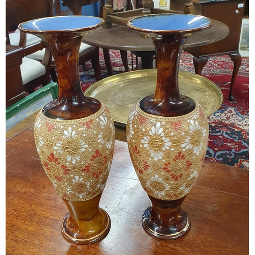 474 - A pair of 19th Century salt glaze Vases along with another Pot. H 28 cm approx.