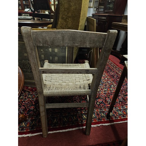 704 - A good pair of rustic Chairs with rush seats. W 44 x SH 45 x BH 83 cm approx.