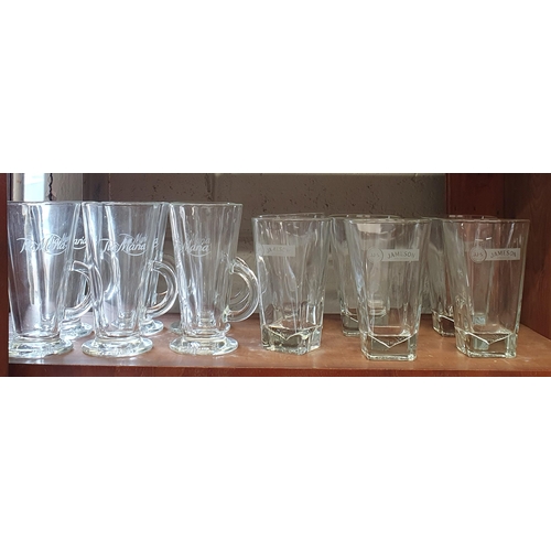 714 - A good set of six Jameson Irish Whiskey Glasses along with a set of six Tia Maria glasses.