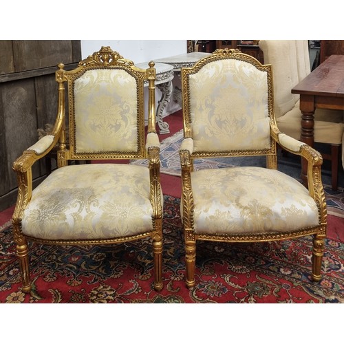 718 - A pair of continental gilded Armchairs.
BH 110 x W 70 x D 70 cm approx.