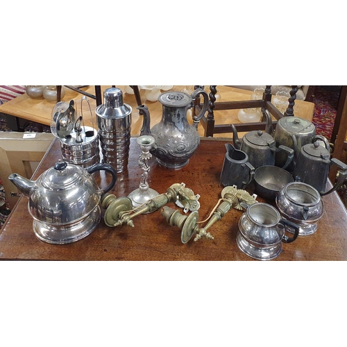 724 - Master's patented Tea Set consisting of a teapot, milk jug and sugar bowl along with a quantity of h... 