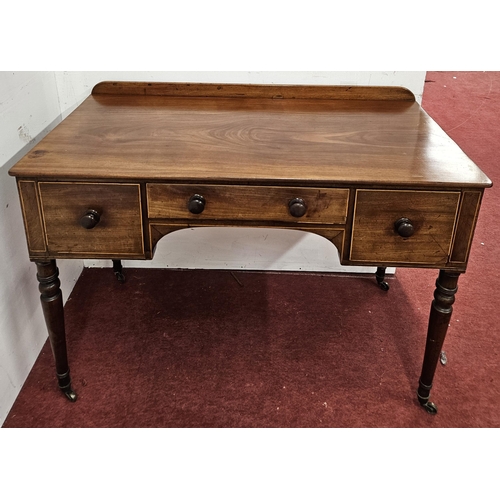 727 - A neat 19th Century Mahogany three drawer side Table on square tapered supports. 106 x 54 x H 75 cm ... 