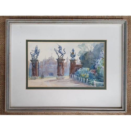 730 - A 20th Century Watercolour of an entrance gate along with Still Life of poppies in a field.