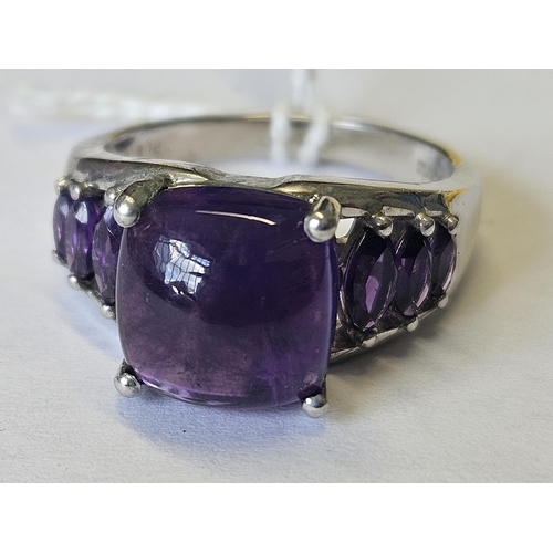 629 - A large Silver and Amethyst Ring, size V.