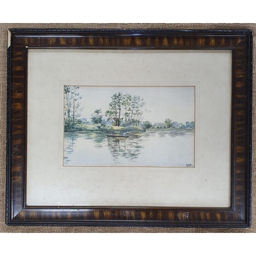 892 - E H Fry. An early 20th Century Watercolour of people in a punt, signed LR 18 x 29 cm approx.