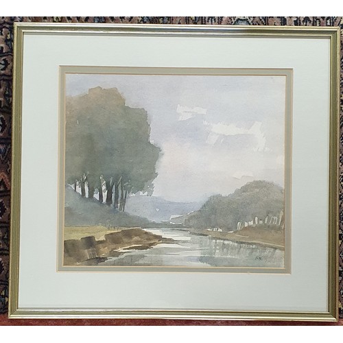 460 - K Laurence. An Oil on Board, Sunset lake scene along with another both signed and framed . 22 x 31 c... 