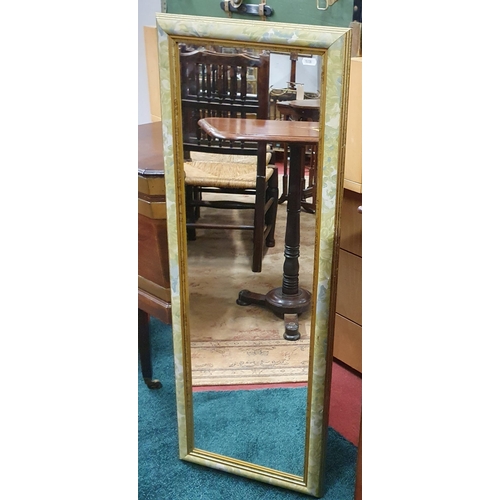 43 - A modern Mirror along with an unusual metal table lamp. 107 x 39 cm approx.