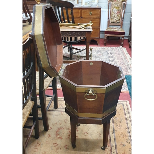 45 - A Superb 19th Century Irish Mahogany Cellerette on stand with brass banding on square tapered suppor... 