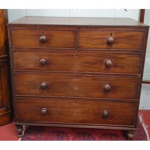 60 - A Georgian Mahogany Chest of Drawers of neat proportions with two short over three long with ebonise... 