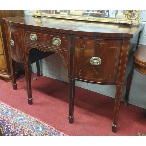 83 - A 19th Century Mahogany bow fronted Sideboard with boxwood string inlay on square tapered supports. ... 