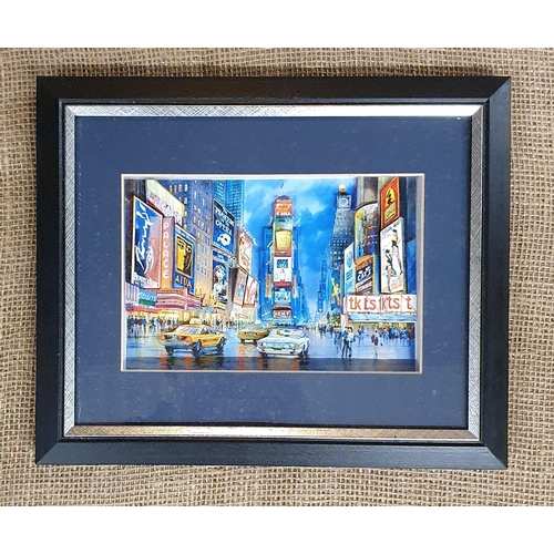 90 - A 20th Century coloured Print of New York along with a mixed media New York scene. 45 x 55 cm approx... 