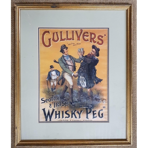 104 - A Gulliver's Irish and Scottish Whisky 'PEG' advertising Print. 44 x 36 cm approx.