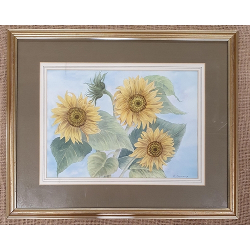 133 - B Hemming a 20th Century Acrylic still life of Sunflowers, signed LR. H 28 x 36 cm approx.