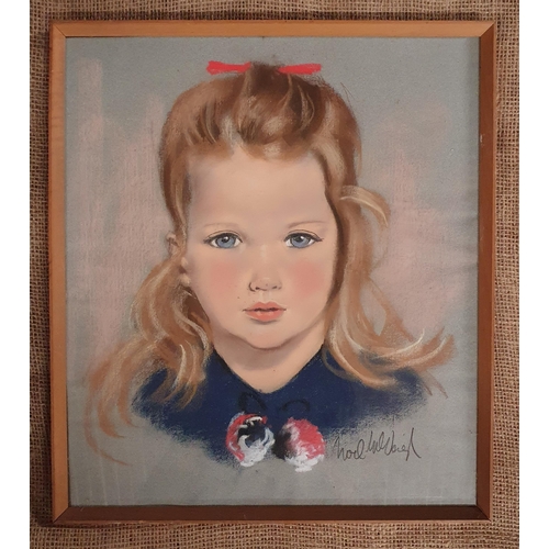 144 - A 20th Century Pastel of Jane Isabel Brady. 3.5 years old. Indistinctly signed LR. 42 x 36 cm approx... 