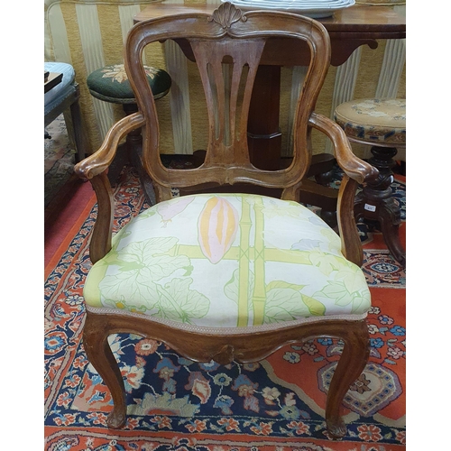 171 - A good 19th Century Fruitwood Armchair with pierced outline back on carved cabriole supports.
 SH 45... 