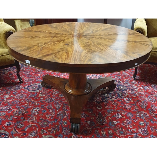 178 - A good early to mid 19th Century circular Centre Table with flame grained sunburst top on platform b... 