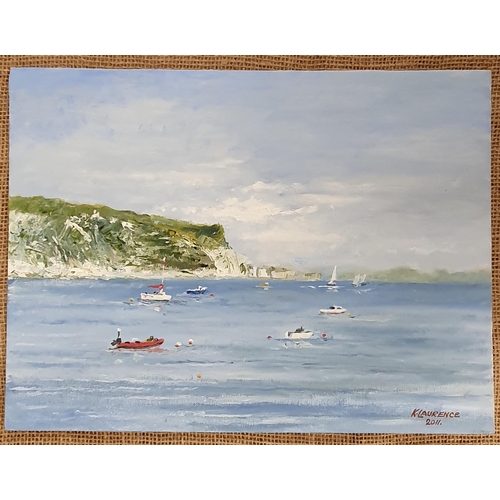 187 - K Laurence. An Oil on Board of an estuary scene, signed LR and unframed. 40 x 30 cm approx.